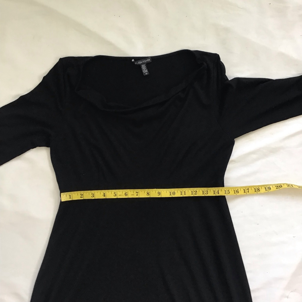 Eileen Fisher Women Elegant Black Cowl Neck Midi Cocktail Dress SP - Picture 10 of 13
